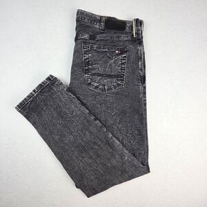 Tommy Hilfiger Denim Mens Jeans‎ 38x32 Slim Black Distressed Whiskered Wash